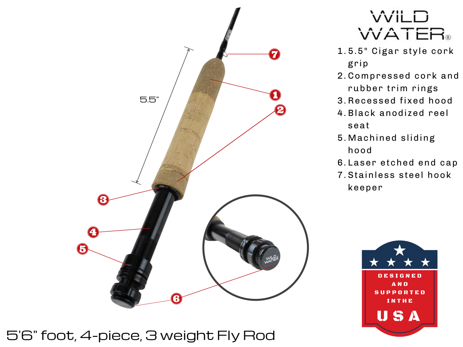 3 weight Fly Rod, 5&