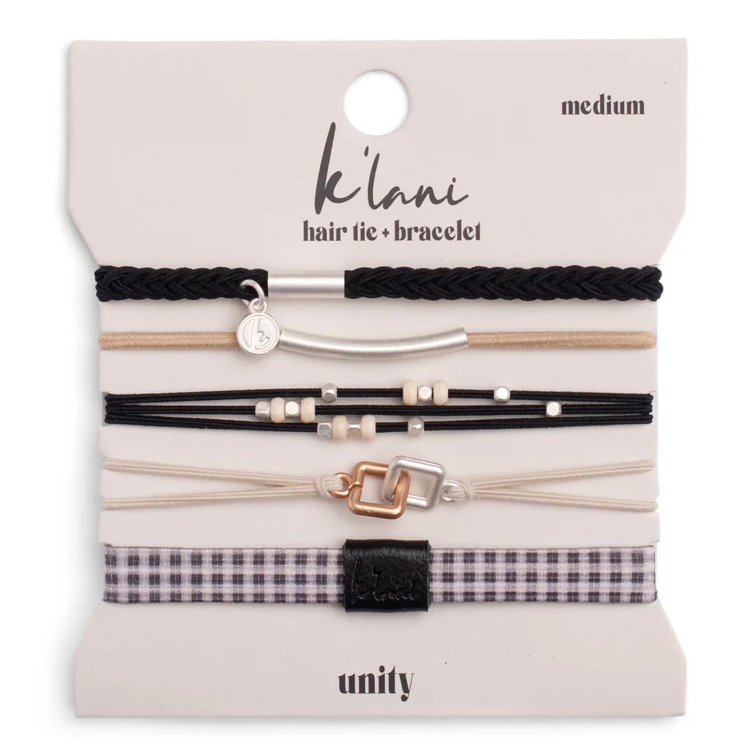 "Unity" Black with Silver Hair Tie Bracelets