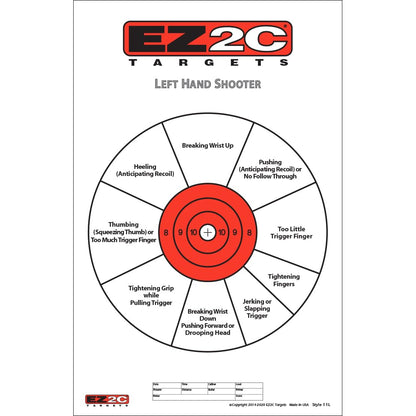 EZ2C Right Hand/Left Hand Diagnostic Training Paper Target 11”x17” USA MADE Style 11