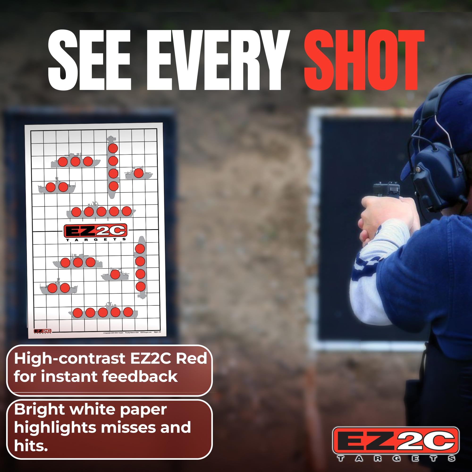 40 EZ2C Targets: Four Fun Game Styles Paper Targets 11"x17" USA MADE