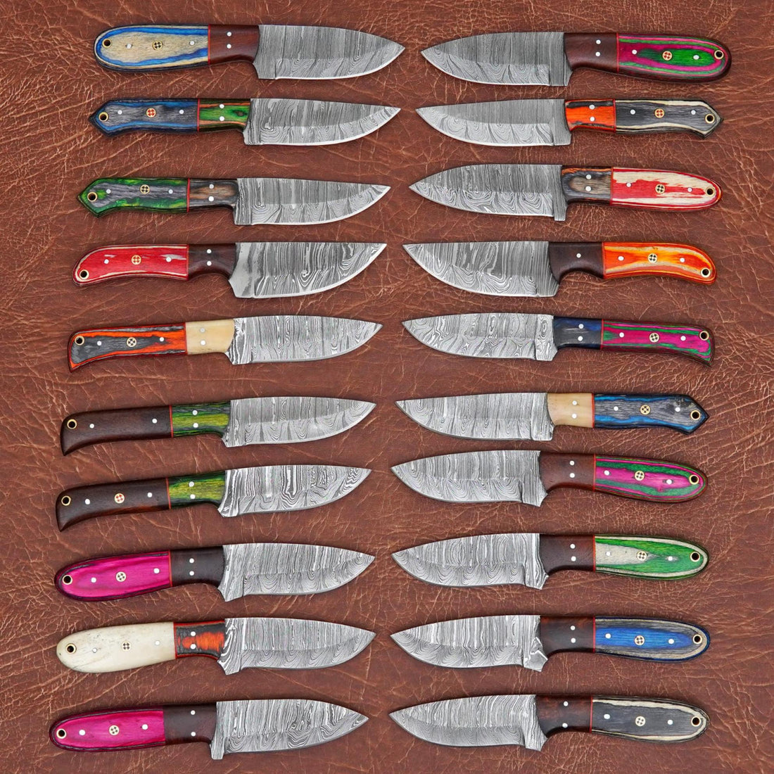 Damascus Hunting Skinner Knives Lot with Twenty Blades