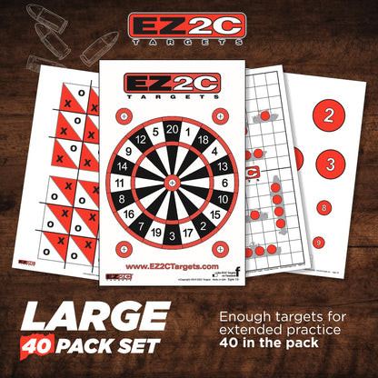 40 EZ2C Targets: Four Fun Game Styles Paper Targets 11"x17" USA MADE