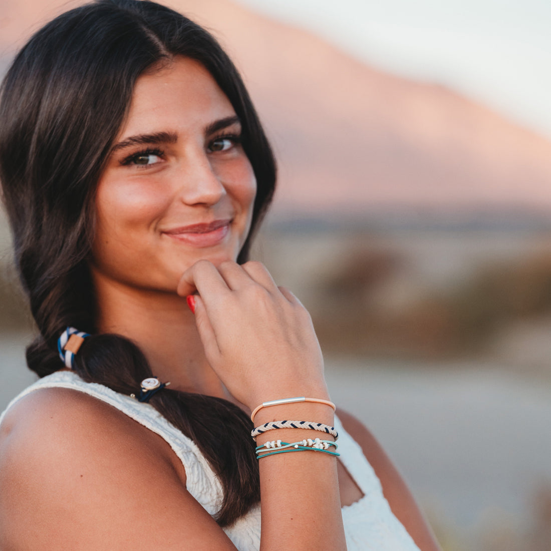 "Anchor" Nautical Colors with Anchor Charm Hair Tie Bracelets