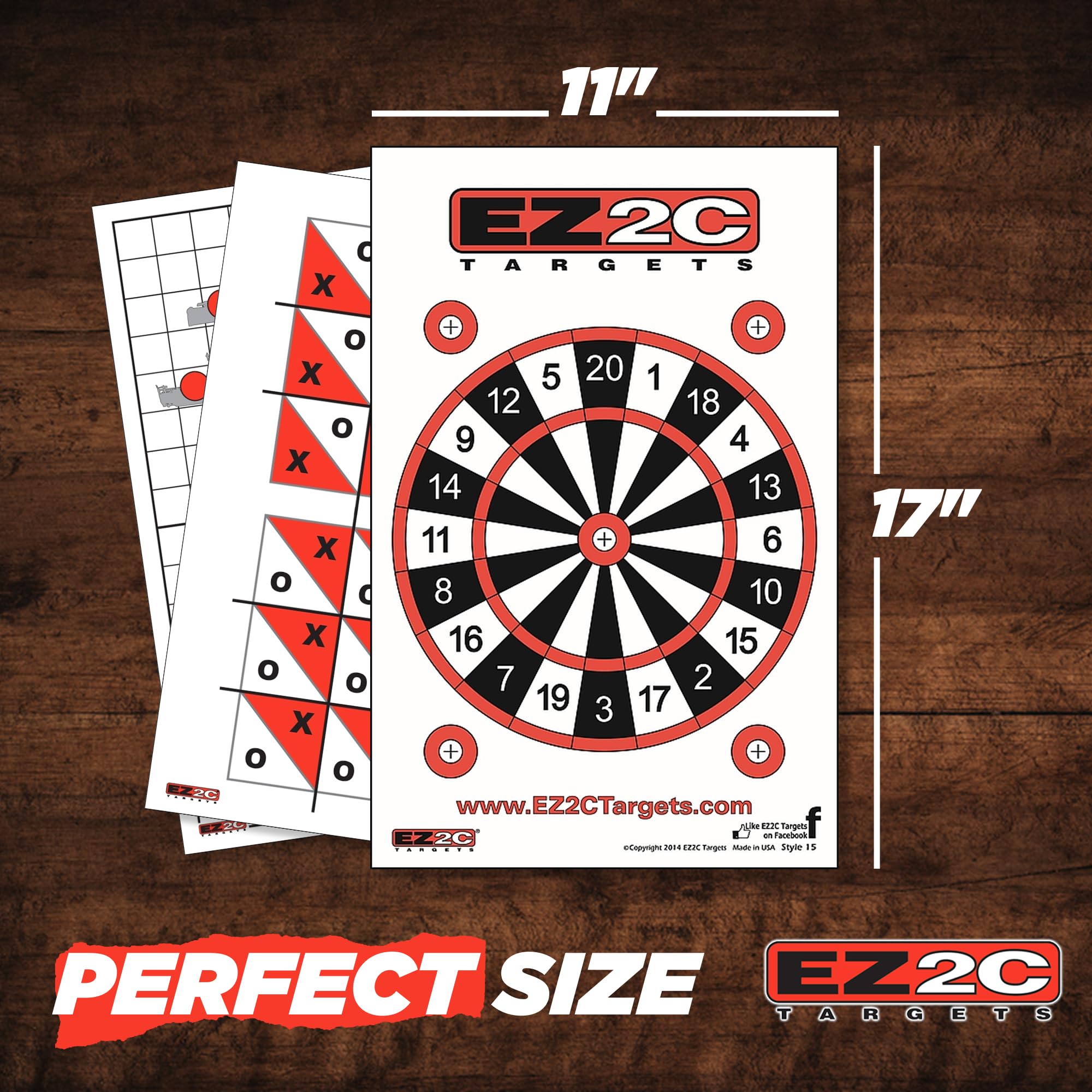 40 EZ2C Targets: Four Fun Game Styles Paper Targets 11"x17" USA MADE