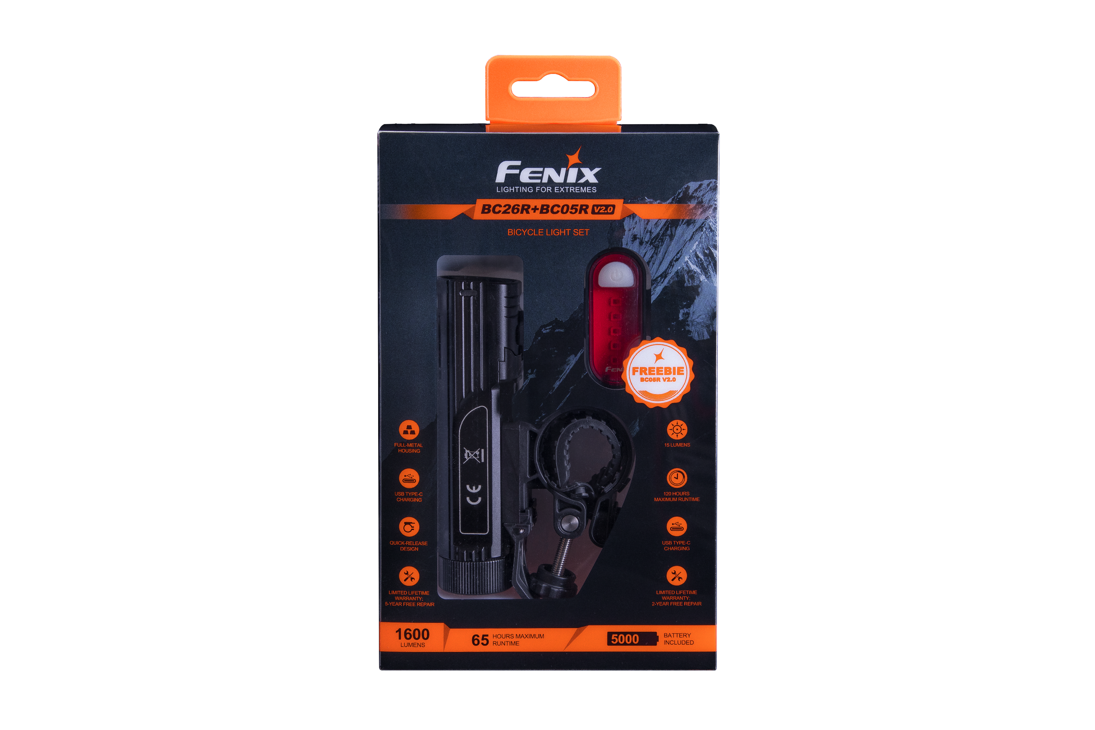 Fenix BC26R LED Bike Light + FREE BC05R V2 Tail Light Bundle -- OPEN BOX