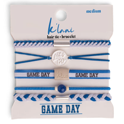 Game Day Blue white - Hair Tie Bracelet