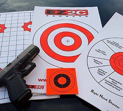 25 EZ2C Mini Shooting Targets Bright Fluorescent Self-Adhesive 3.5"x3.5" (25 count)