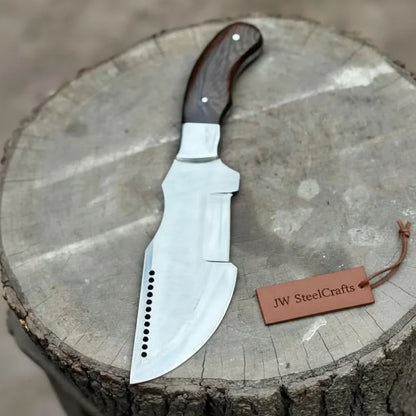 Handmade Carbon Steel Tracker Knife – Ram Horn or Wendi Wood Handle | Heavy Duty Hunting &amp; Camping Knife | JW SteelCrafts