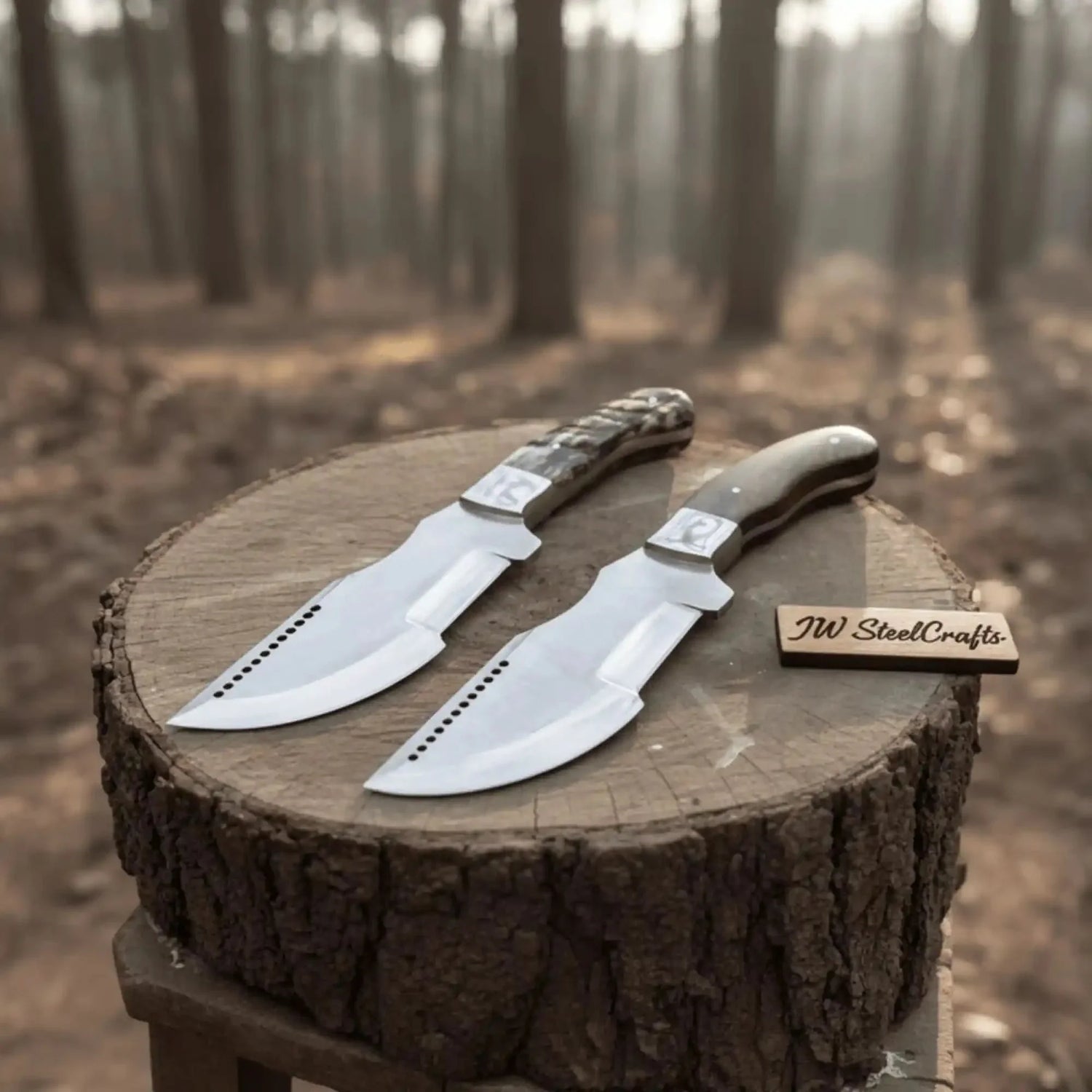 Handmade Carbon Steel Tracker Knife – Ram Horn or Wendi Wood Handle | Heavy Duty Hunting &amp; Camping Knife | JW SteelCrafts