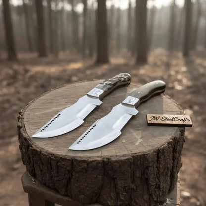 Handmade Carbon Steel Tracker Knife – Ram Horn or Wendi Wood Handle | Heavy Duty Hunting &amp; Camping Knife | JW SteelCrafts