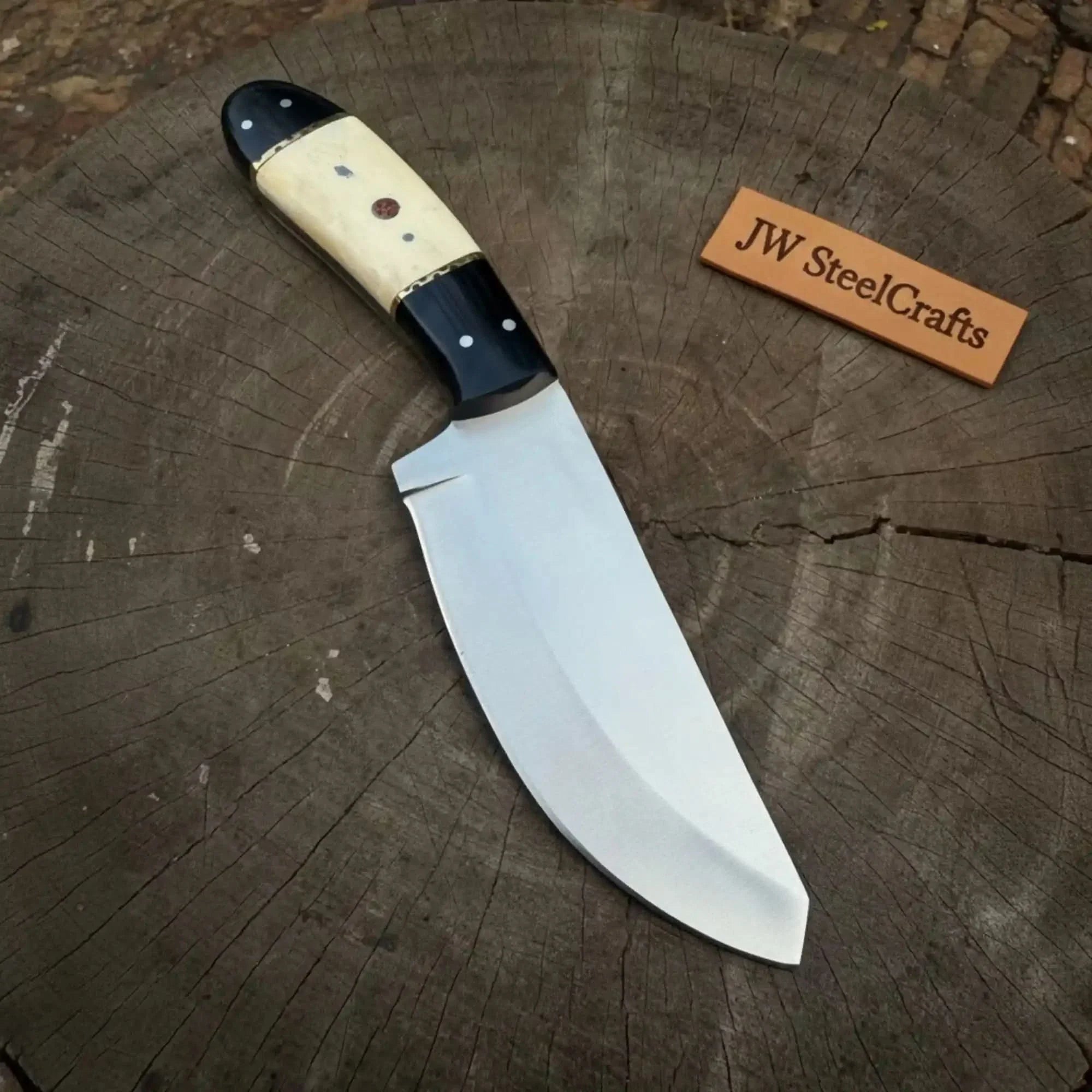 Handmade Drop Point Knife High Carbon Steel Camel Bone &amp; Epoxy Resin Handle