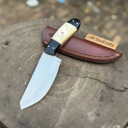 Handmade Drop Point Knife High Carbon Steel Camel Bone &amp; Epoxy Resin Handle
