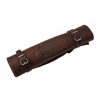 Hand-Forged Damascus Chef Knife Set with Leather Roll &amp; Sharpening Rod - Rosewood Handle Collection