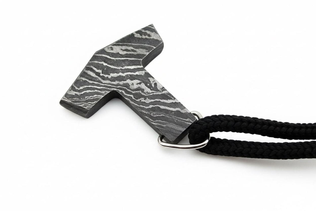 DE-0014 Custom Handmade Damascus steel Viking pendant /Thor Hammer Pendant/Jeweller