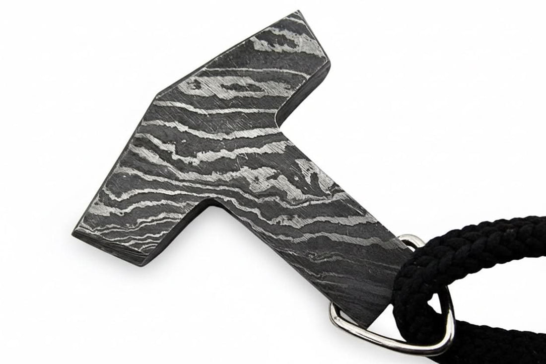 DE-0014 Custom Handmade Damascus steel Viking pendant /Thor Hammer Pendant/Jeweller