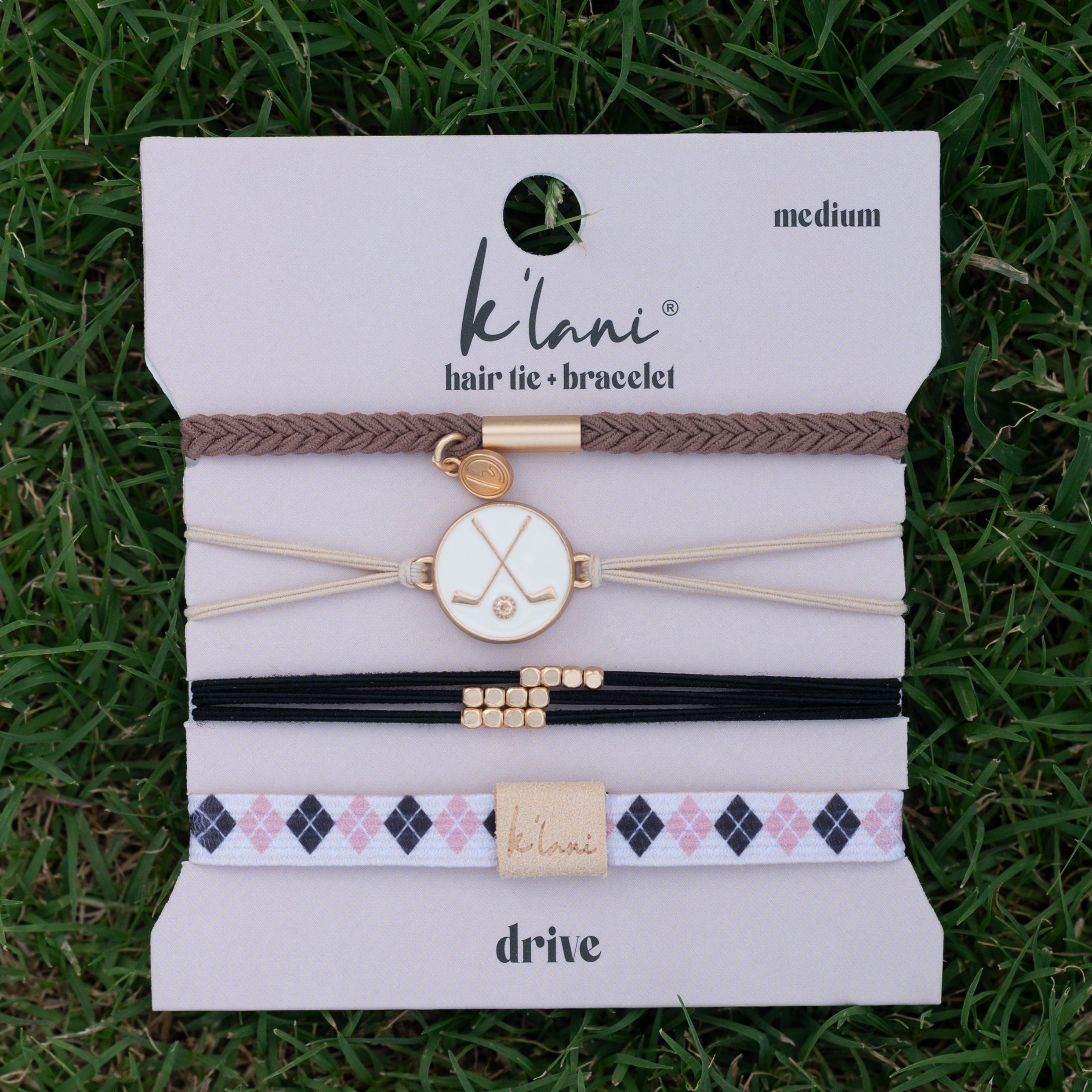 "Drive" Black &amp; Cream Hair Tie Bracelets with Removable Ball Marker