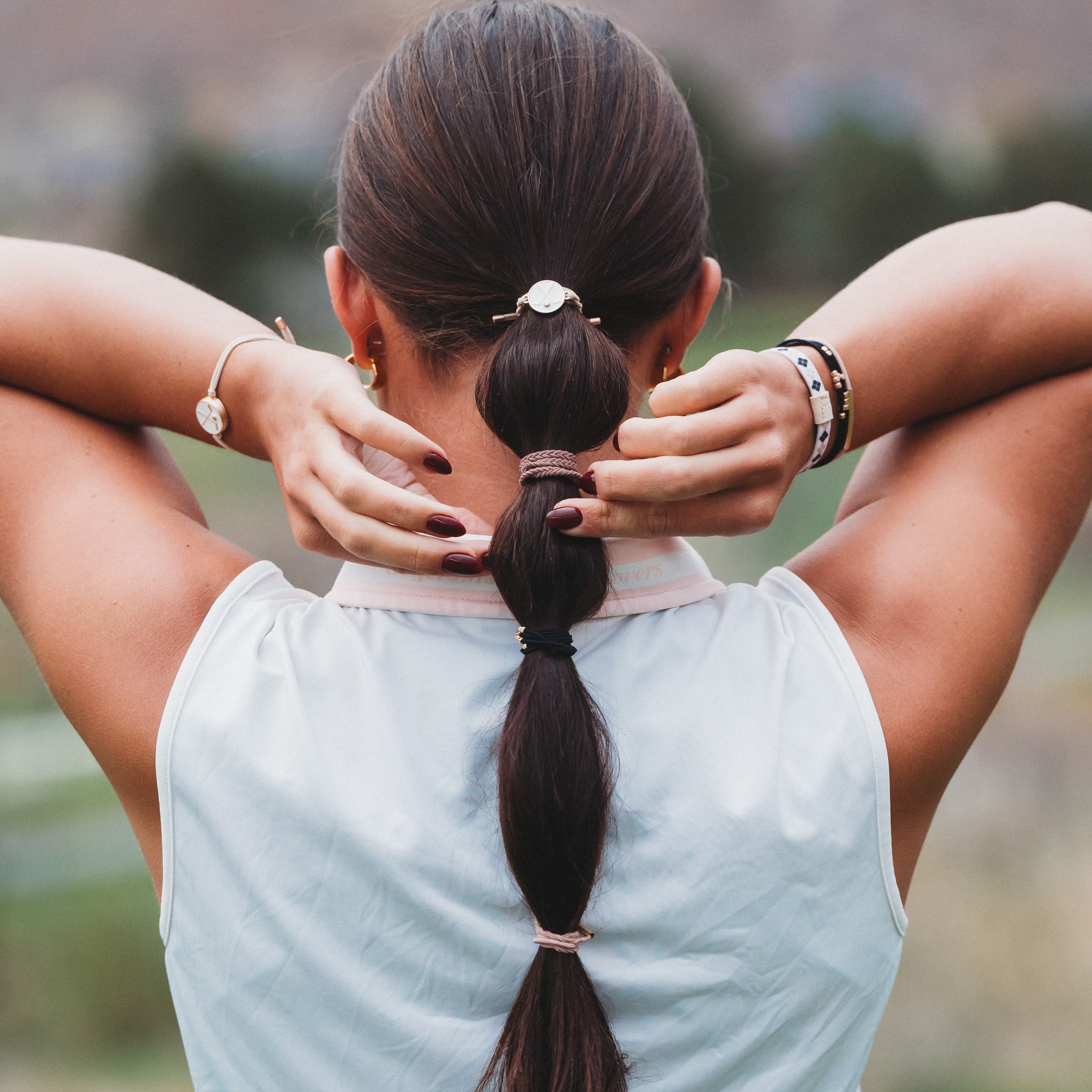 "Drive" Black &amp; Cream Hair Tie Bracelets with Removable Ball Marker