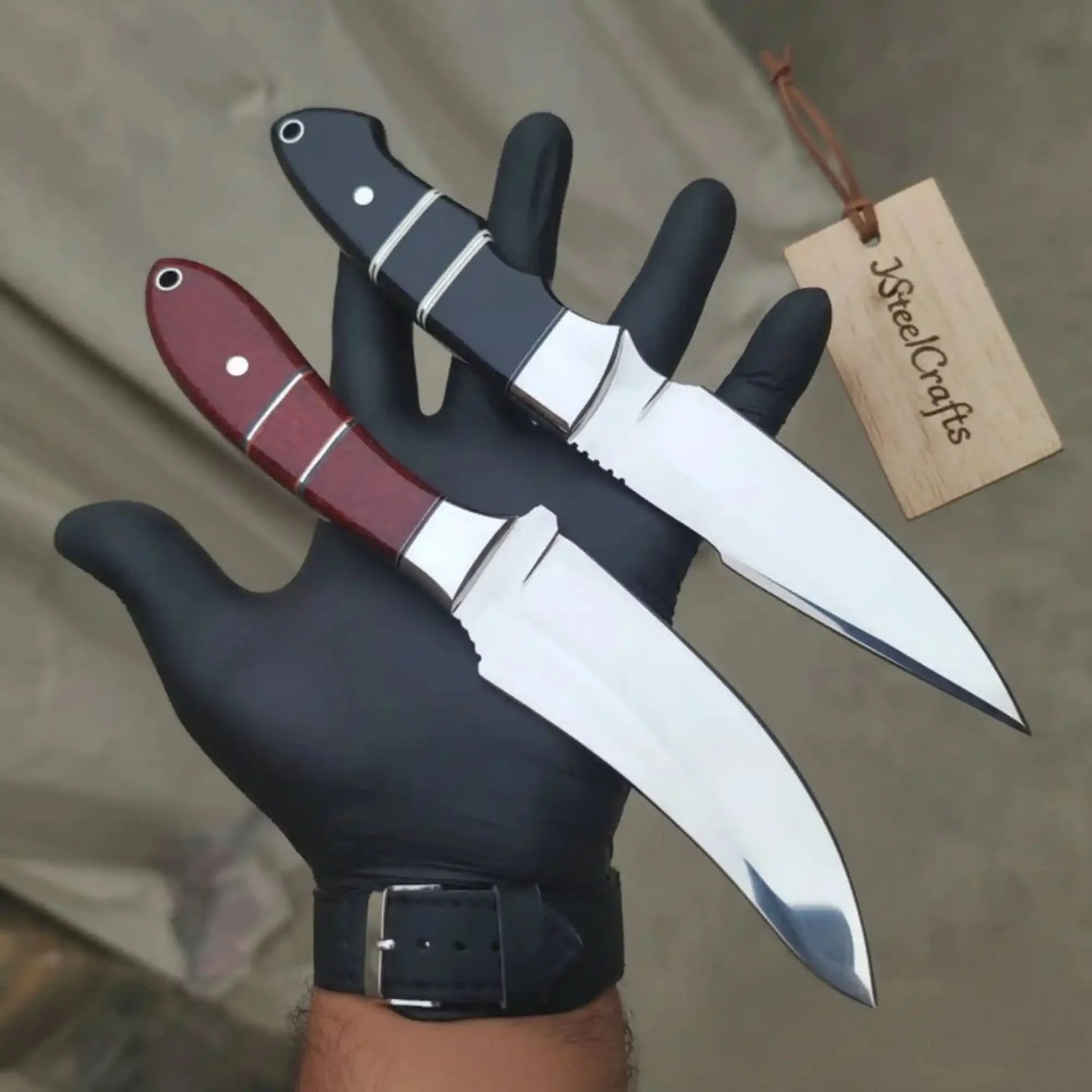 Drop Point Hunting Knife Set of 2-Piece High Carbon Blades with Resin Handles