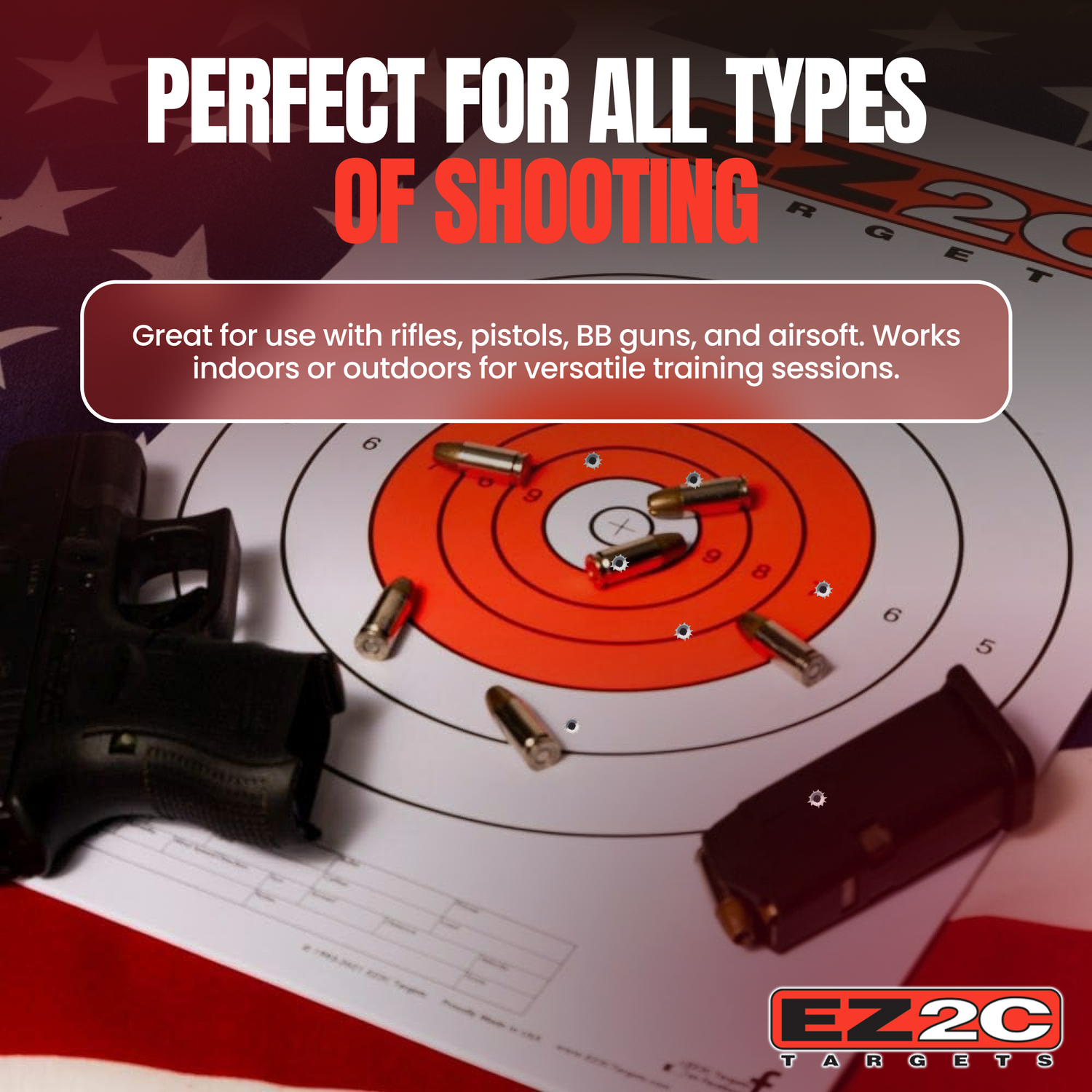 125 EZ2C Targets Favorites 5 Handgun Styles Paper Targets Bundle 11"x17" USA Made