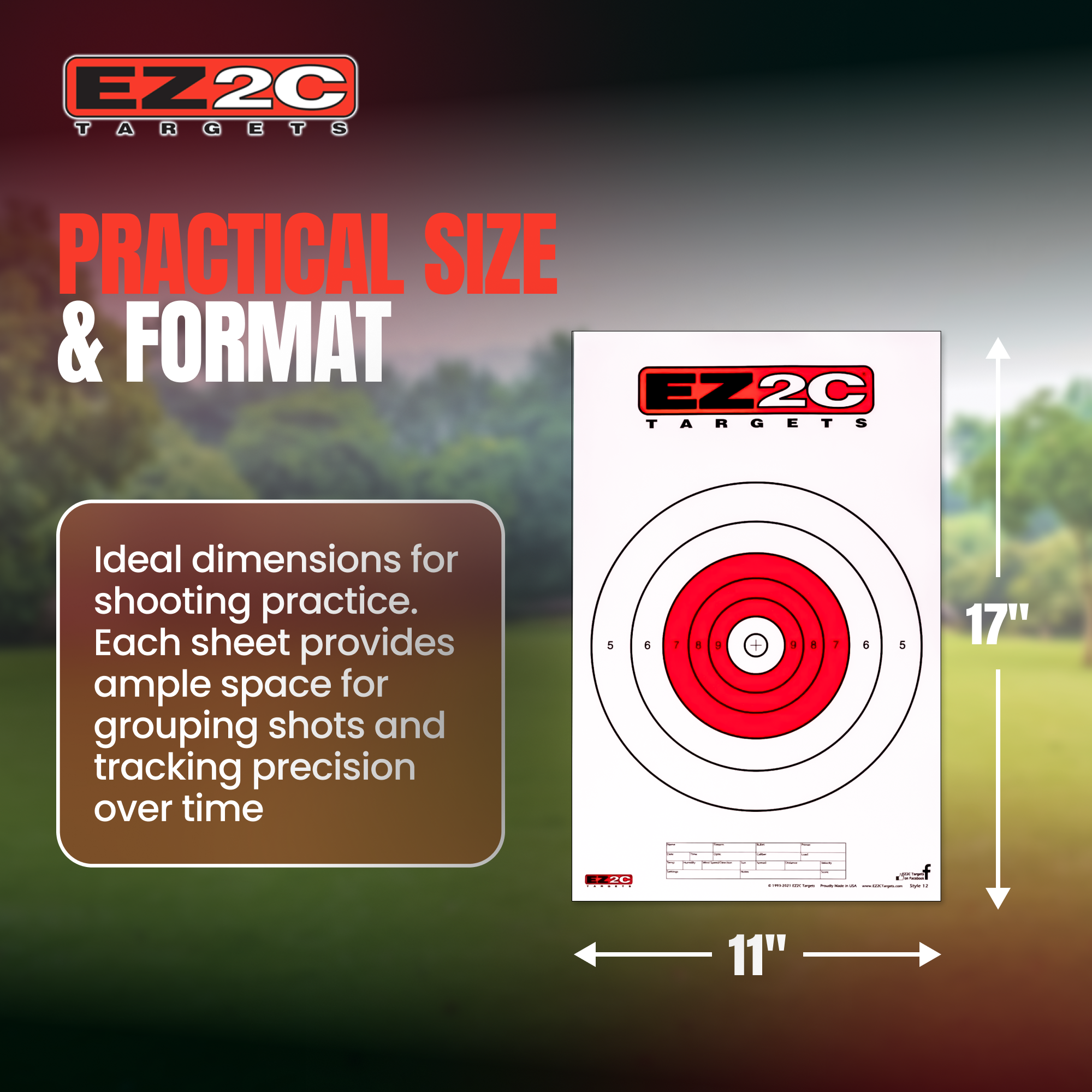 200 EZ2C Targets Most Popular 8 Styles Paper Targets Bundle Pack 11"x17" USA Made