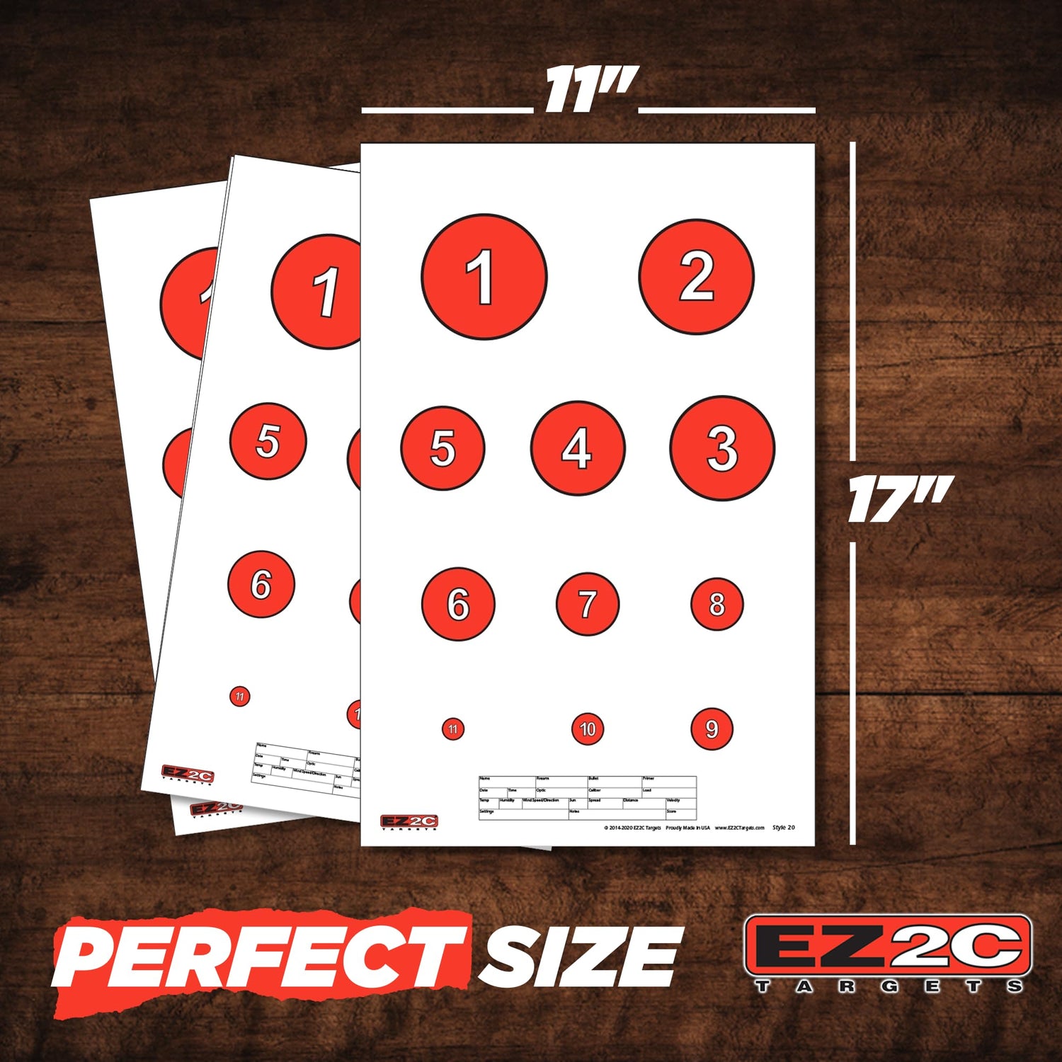 EZ2C Four Fun Game Styles: Paper Targets Shooting Range 11"x17" USA MADE
