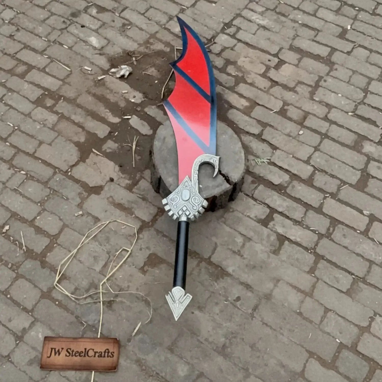 Handmade Crimson Wrath Dark Fantasy Warrior Sword | Red Powder-Coat Blade