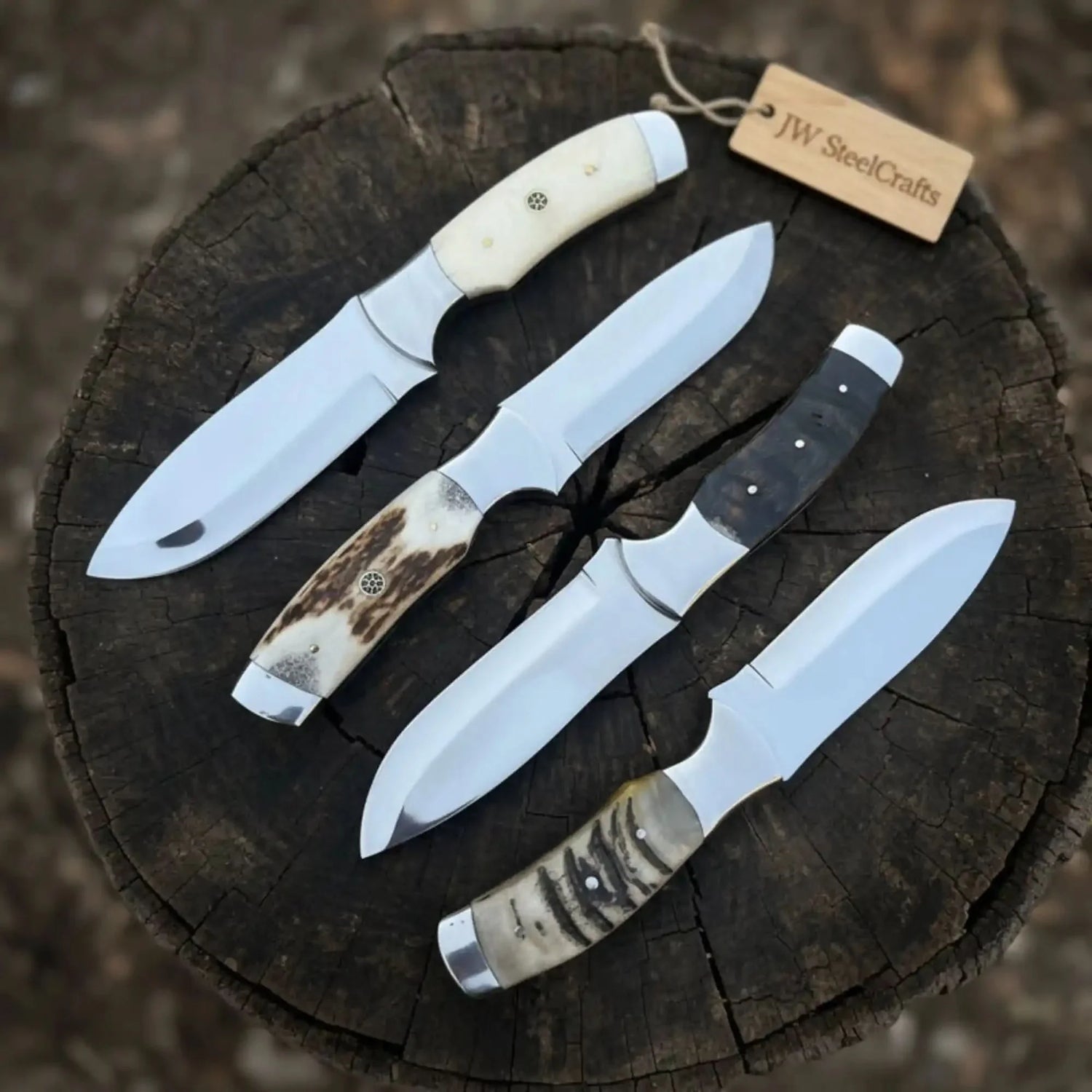 Handmade Bushcraft Knife Set of 4-Piece Full Tang Camping &amp; Survival Knives