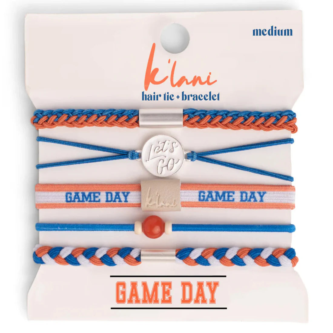 Game Day Blue / Orange Hair Tie Bracelet