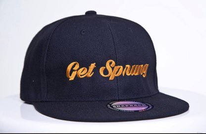 The “GET SPRUNG” black snap back hat
