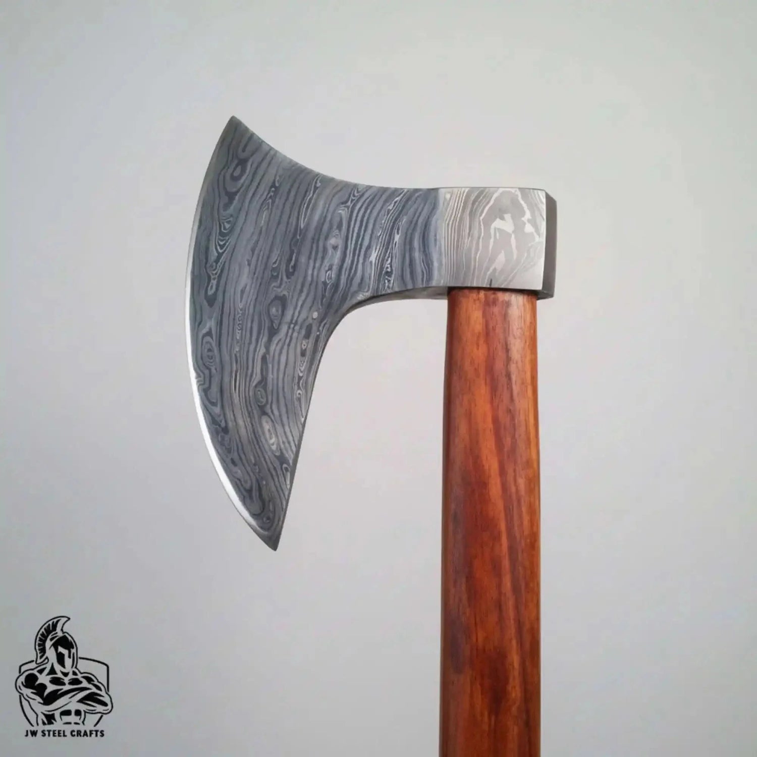 Damascus Steel Scandinavian Working Bearded Axe with Crescent Edge | JW SteelCrafts