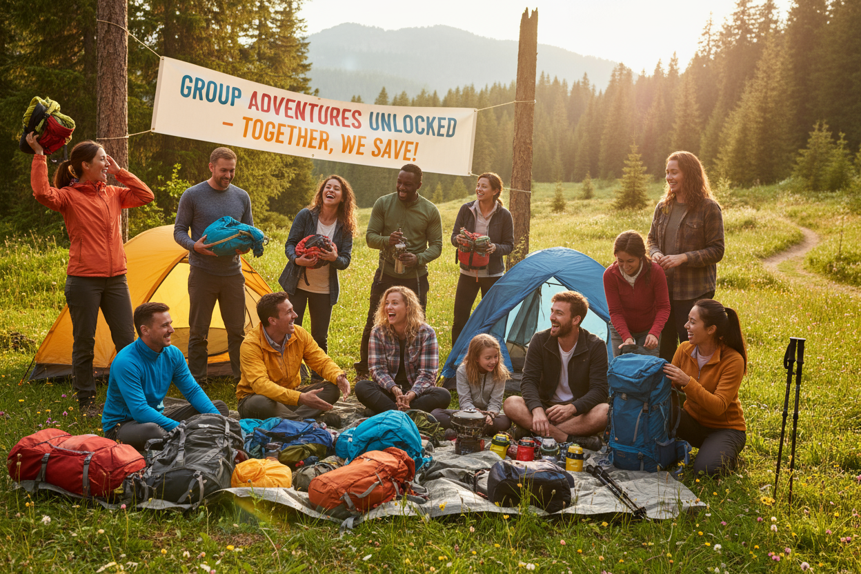 group order - best benifit - prepare for group activity, outdoor activity: Happy customers with group-buying