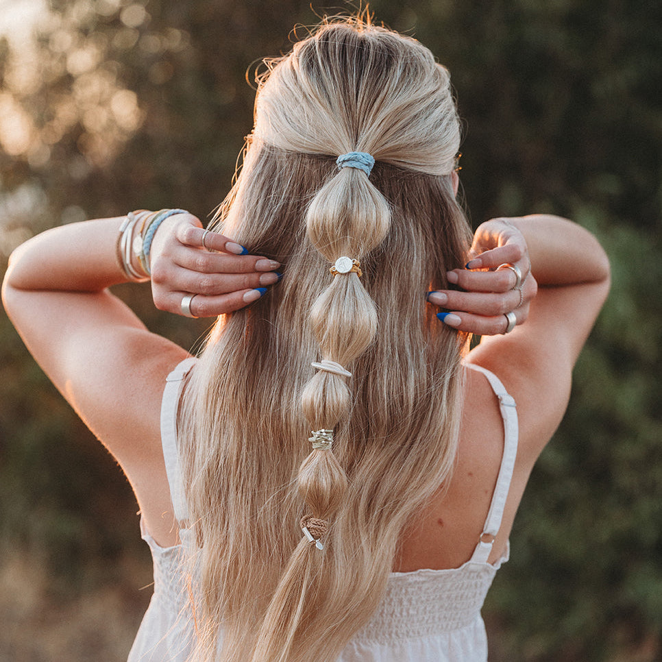 "Grow" Earthy Toned Silver Palm Tree Charm Hair Tie Bracelets