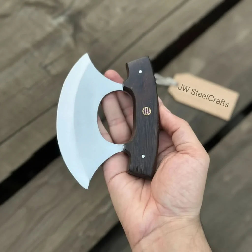 Handcrafted Ulu Chopper Knife – Wenge Wood Handle | Stainless Steel Blade | JW SteelCrafts