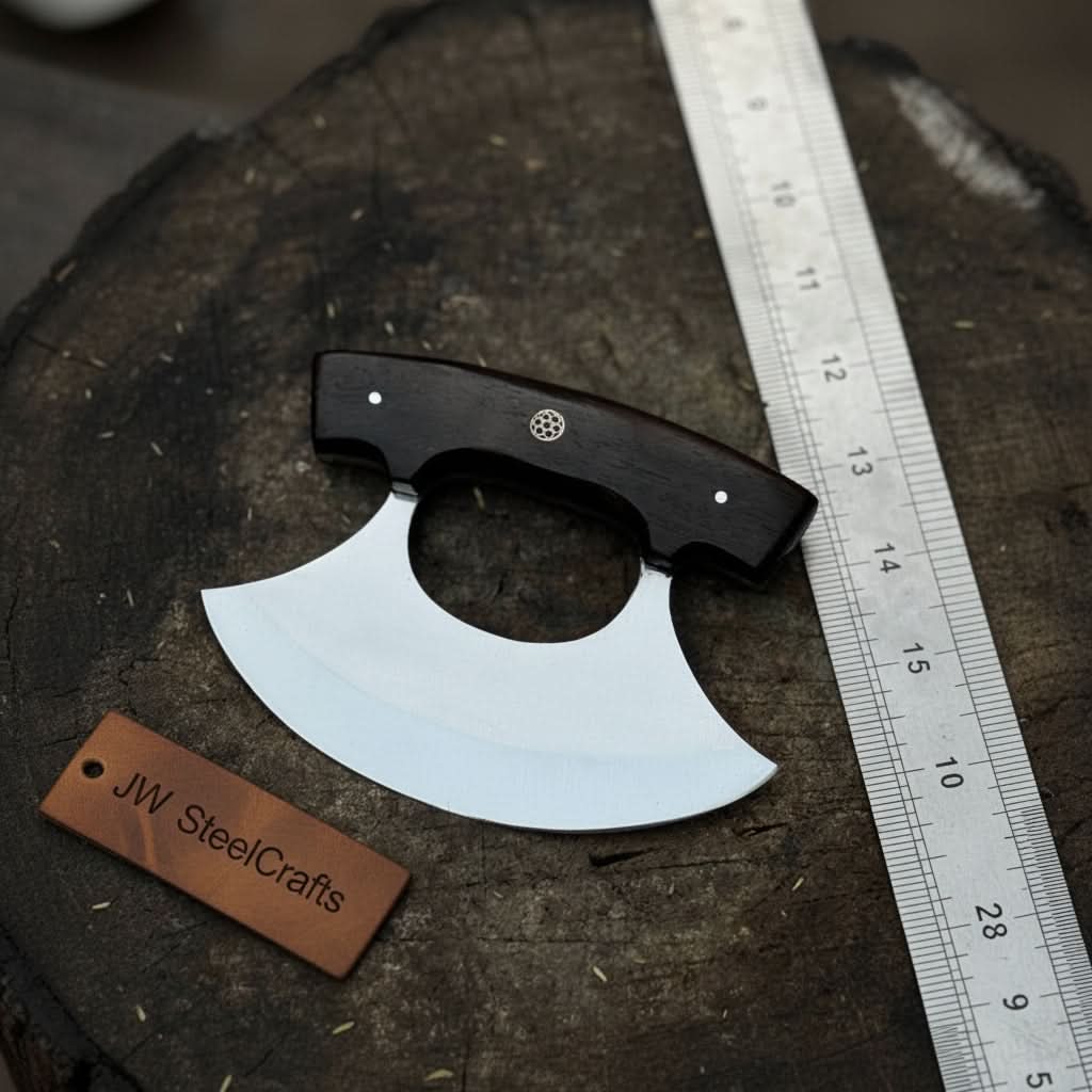 Handcrafted Ulu Chopper Knife – Wenge Wood Handle | Stainless Steel Blade | JW SteelCrafts