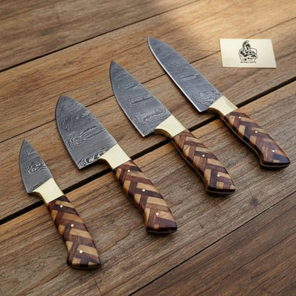Custom made Chef Knives Set with Wood handle