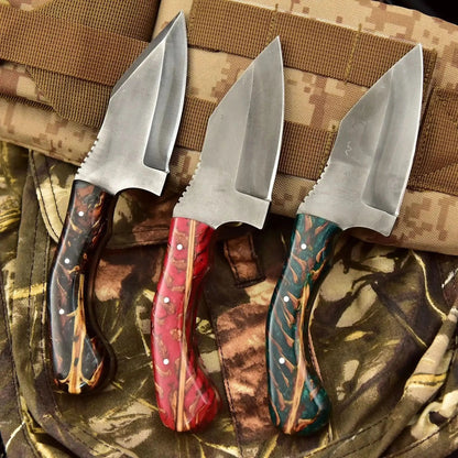 Acid Washed Stainless Steel Hunting Knife – Pinecone Handle | Outdoor &amp; Camping Knife
