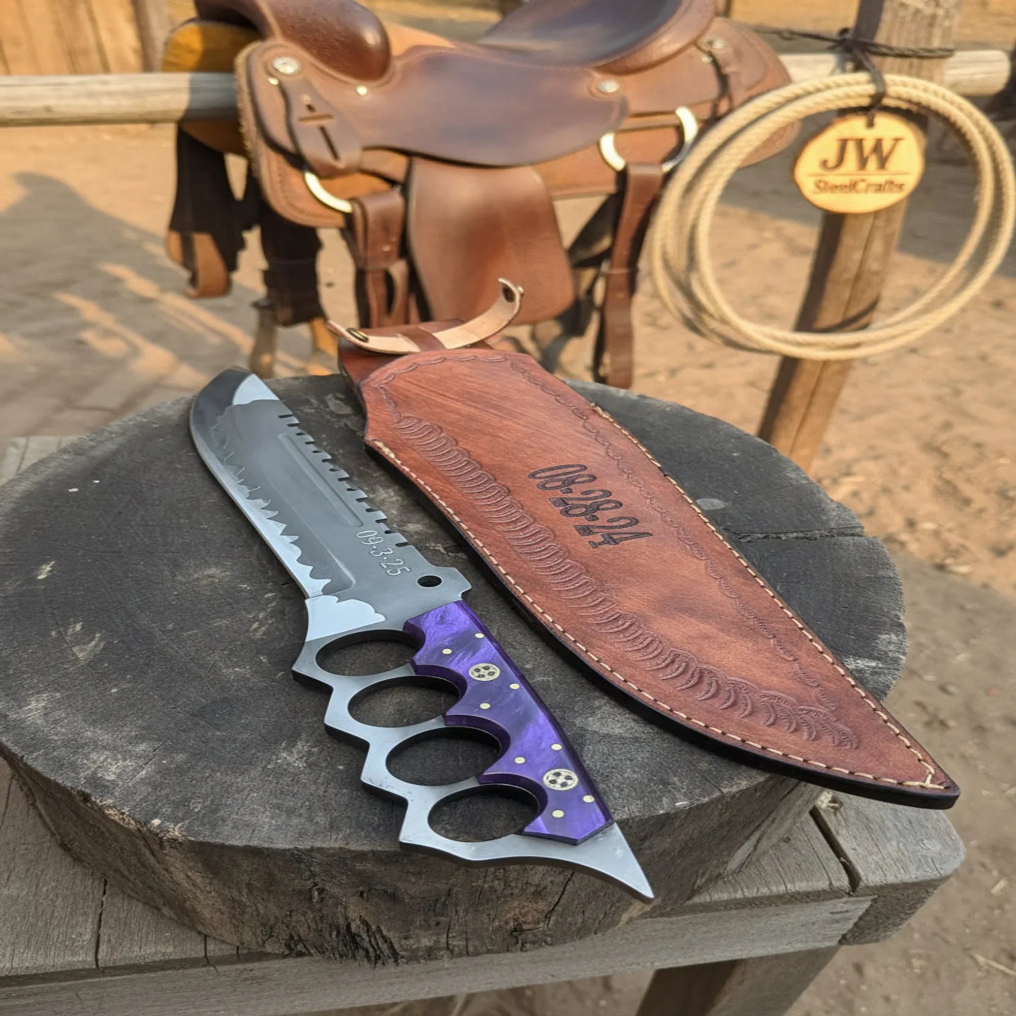 Apocalypse Trench Knife Machete 12 Inch Full Tang Survival Blade with Knuckle Guard