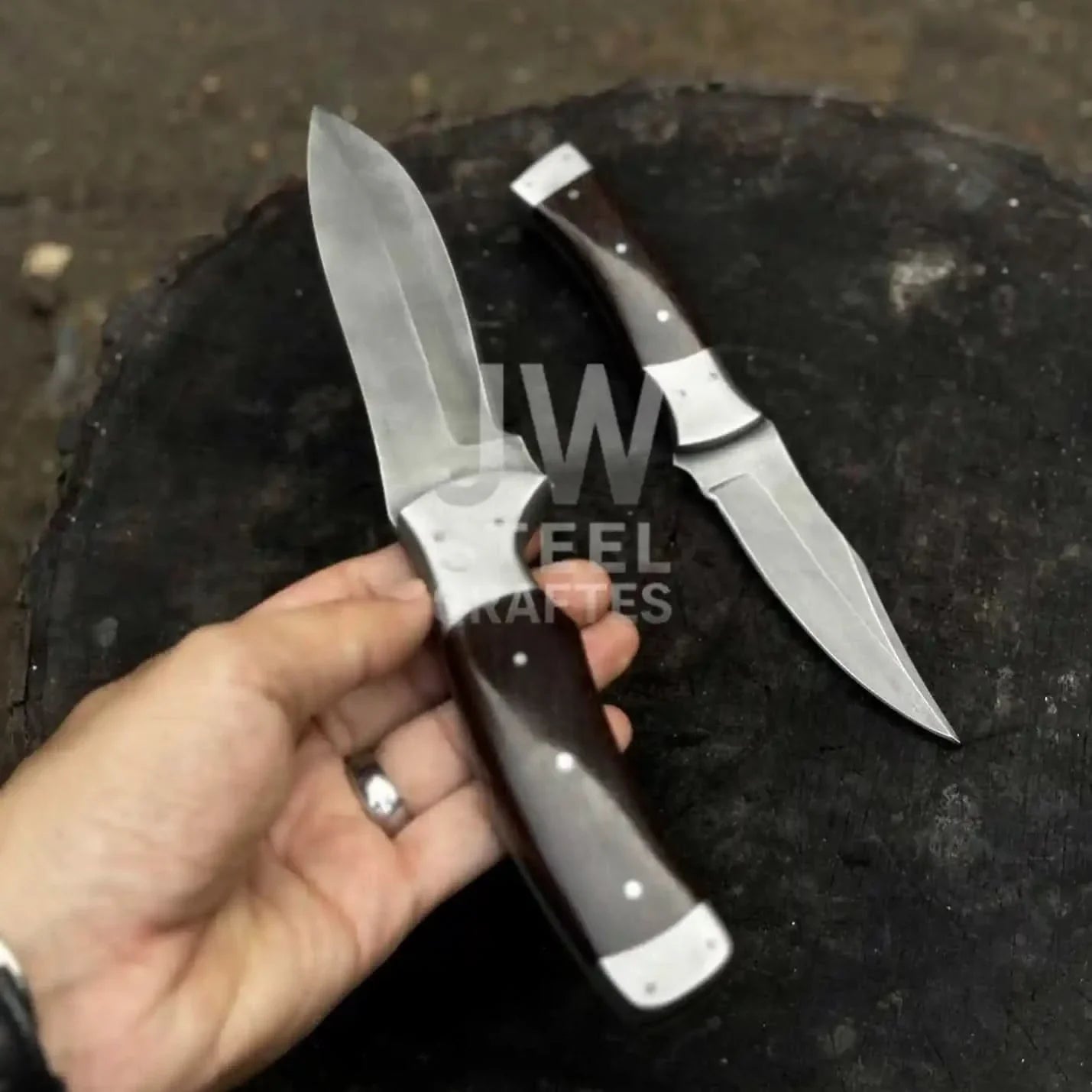 Hand-Forged 3-Piece Kitchen Knife Set with  Dark Rosewood Handles