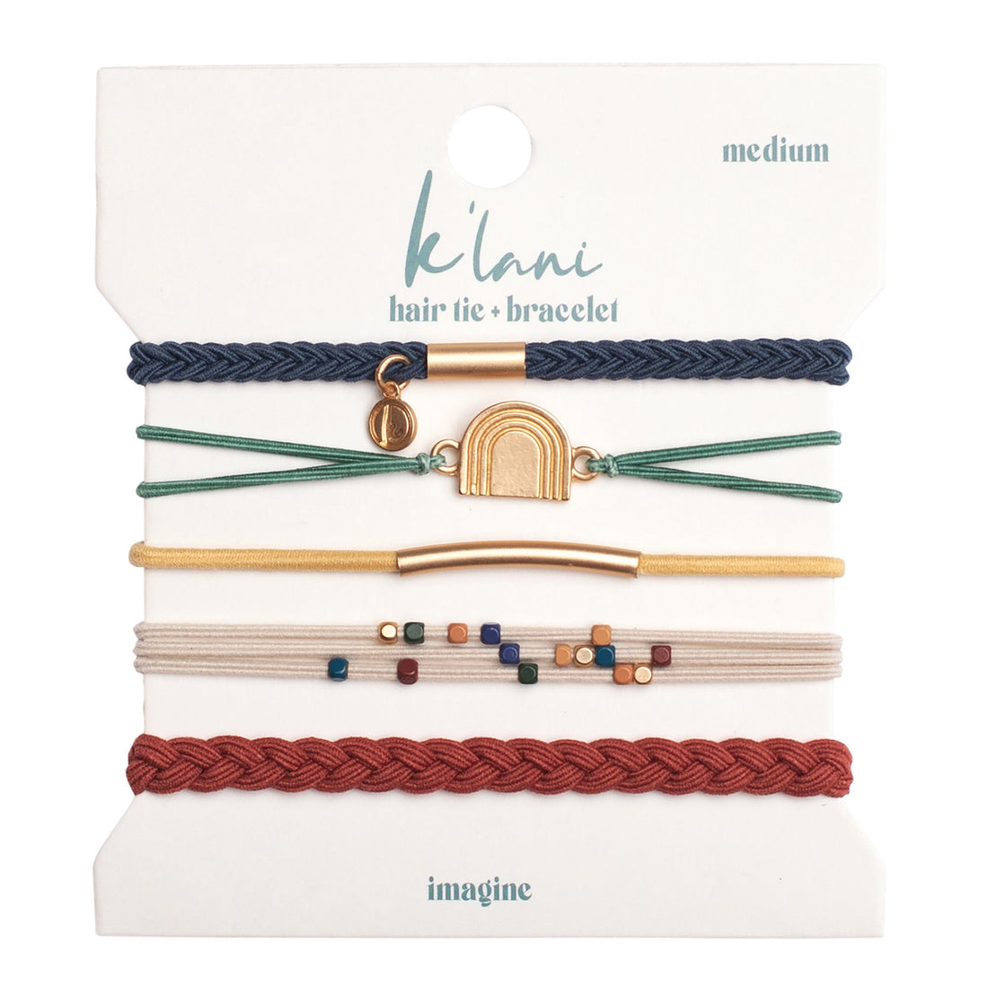 "Imagine" Gold Rainbow Themed Hair Tie Bracelets