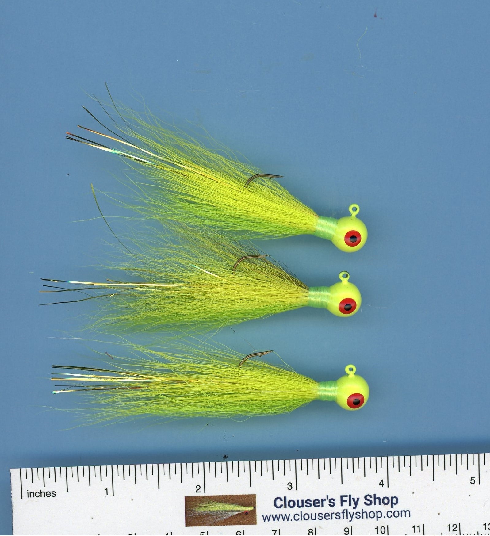 Bucktail Jigs 3 pak with Painted Heads &amp; Eyes 1/4 oz
