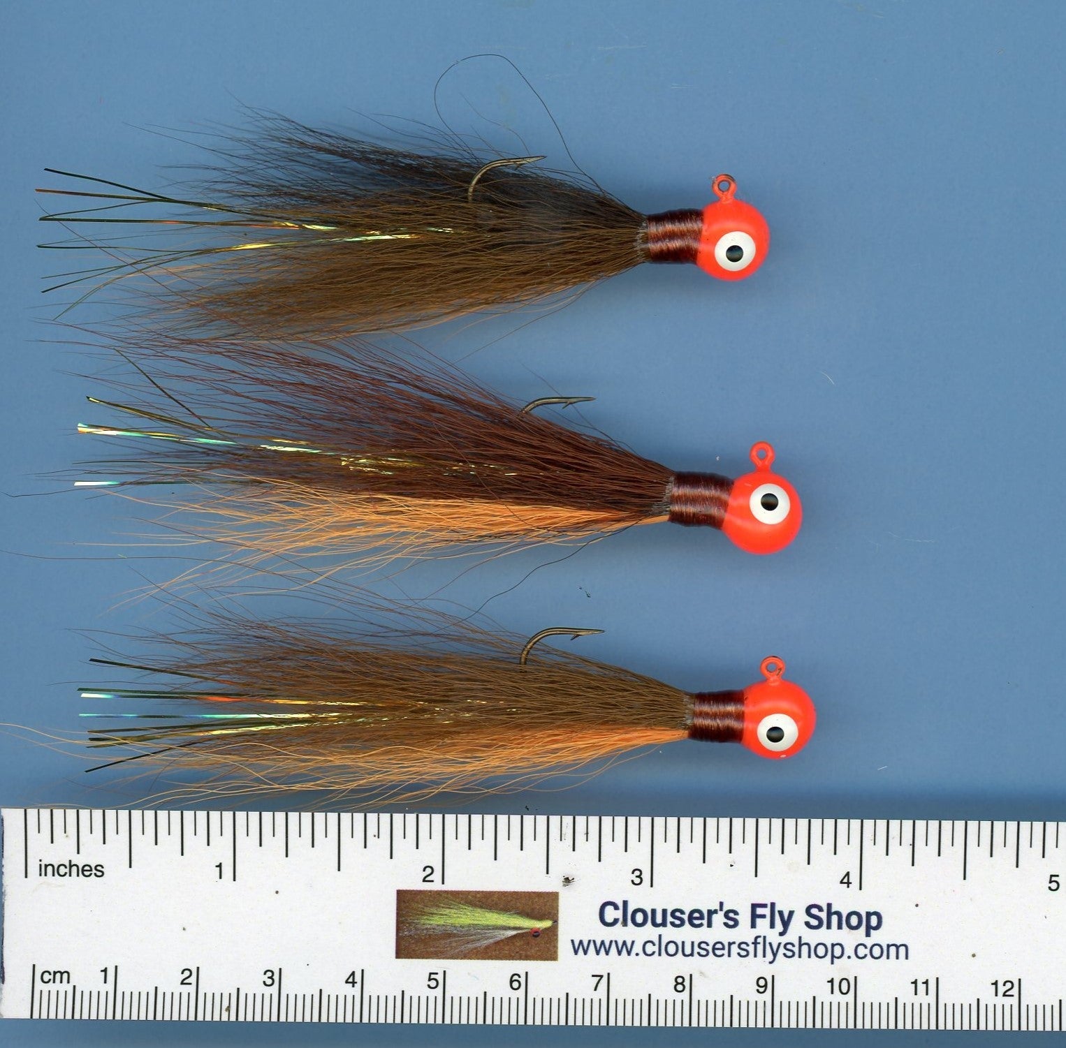 Bucktail Jigs 3 pak with Painted Heads &amp; Eyes 1/4 oz
