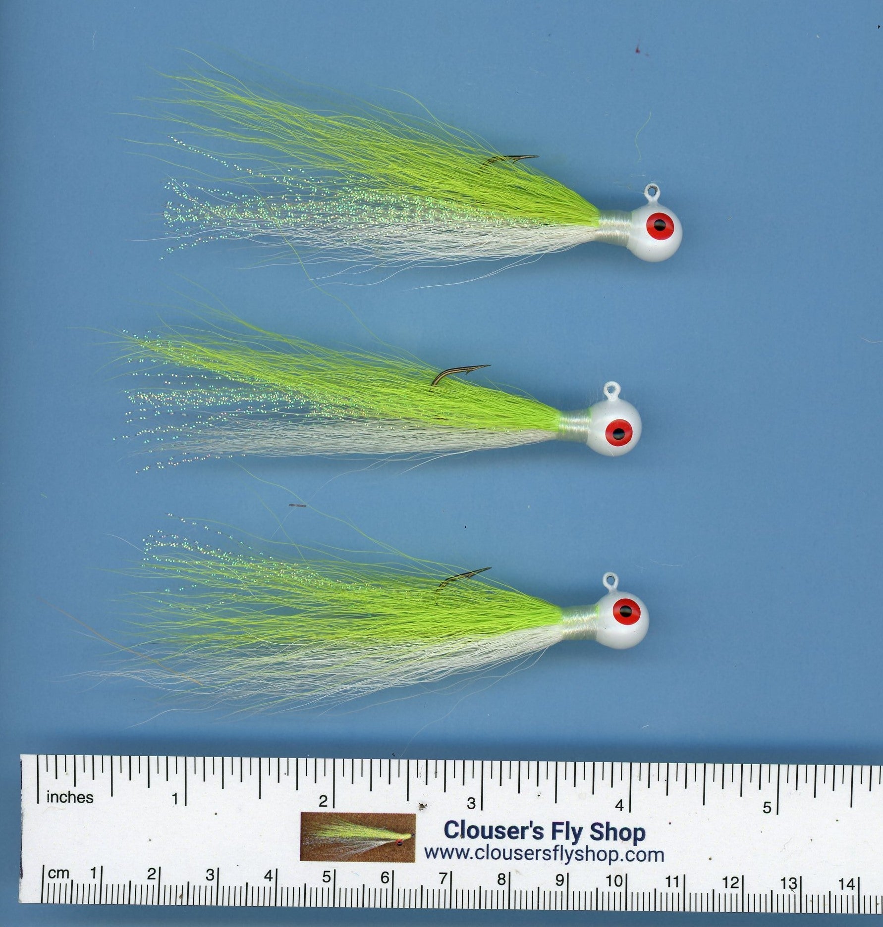 Bucktail Jigs 3 pak with Painted Heads &amp; Eyes 1/8 oz 3 pack