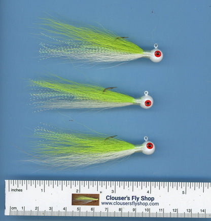Bucktail Jigs 3 pak with Painted Heads &amp; Eyes 1/8 oz 3 pack