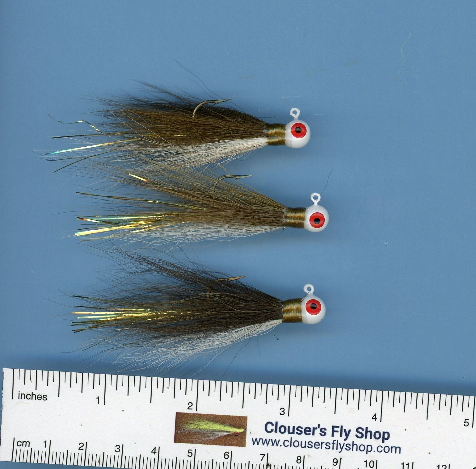 Bucktail Jigs 3 pak with Painted Heads &amp; Eyes 1/8 oz 3 pack