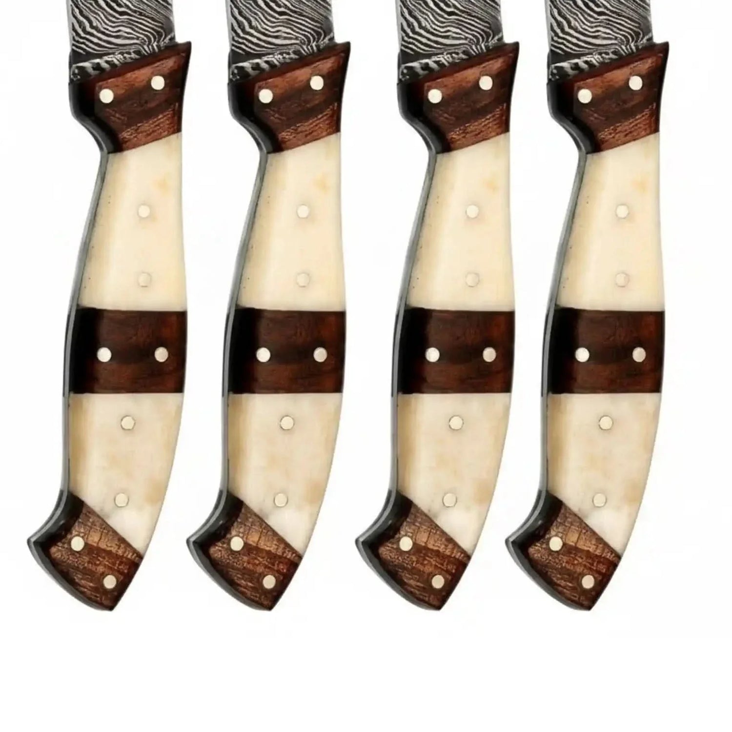 5-Piece Handmade Damascus Steak Knife Set, Bone &amp; Rosewood Handle, Premium Dining Knives