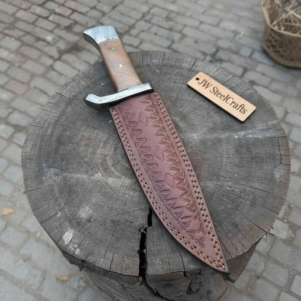 Handcrafted Frontier Bowie Knife with Lace Wood Coffin Handle