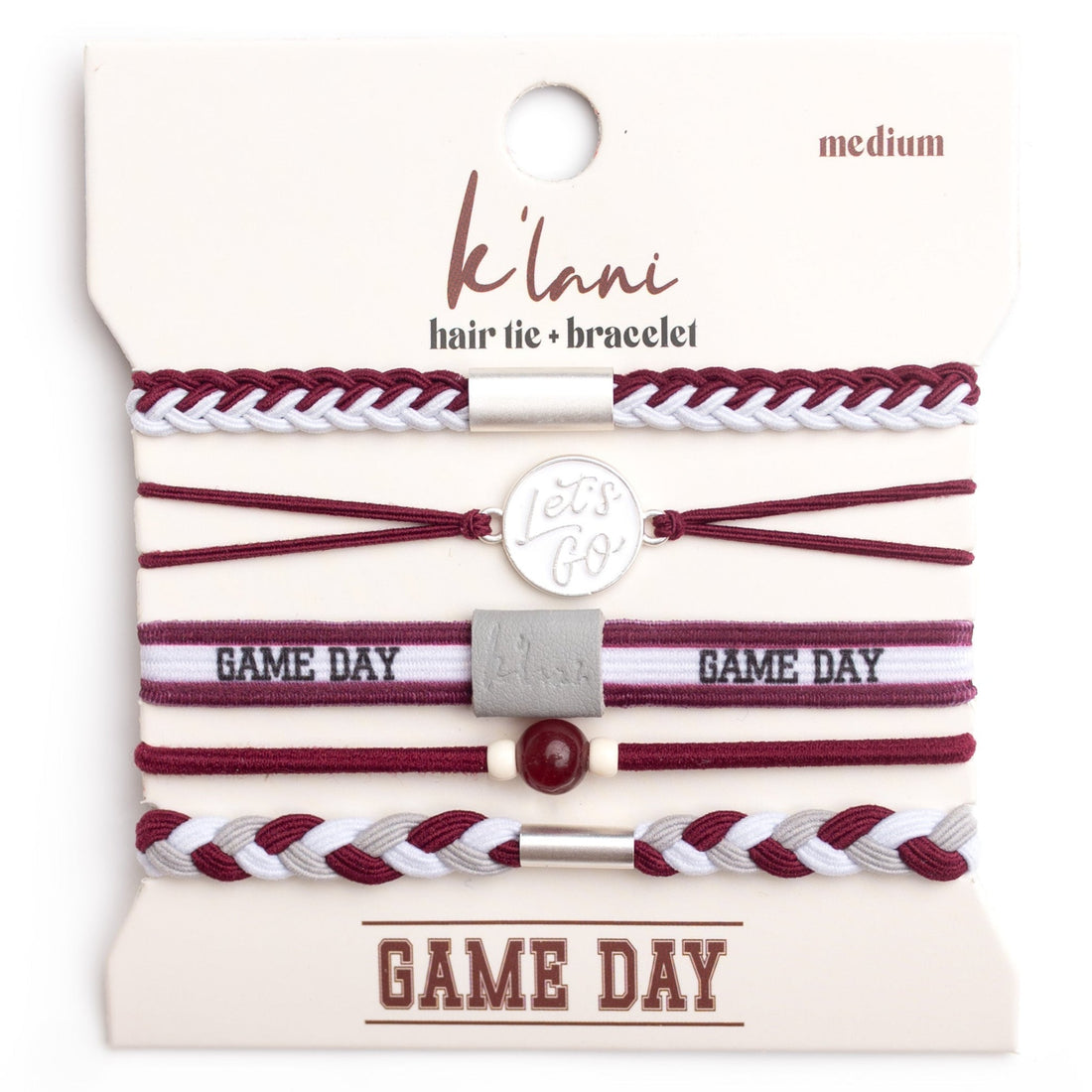 "Game Day" Maroon &amp; Gray Hair Tie Bracelets