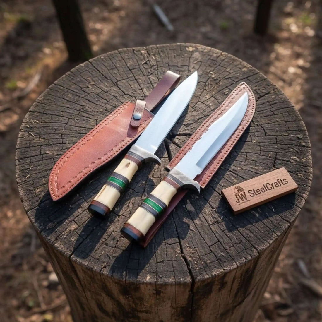 Frontier Jim Bowie Knife Set, High Polished Matched Pair | JW SteelCrafts
