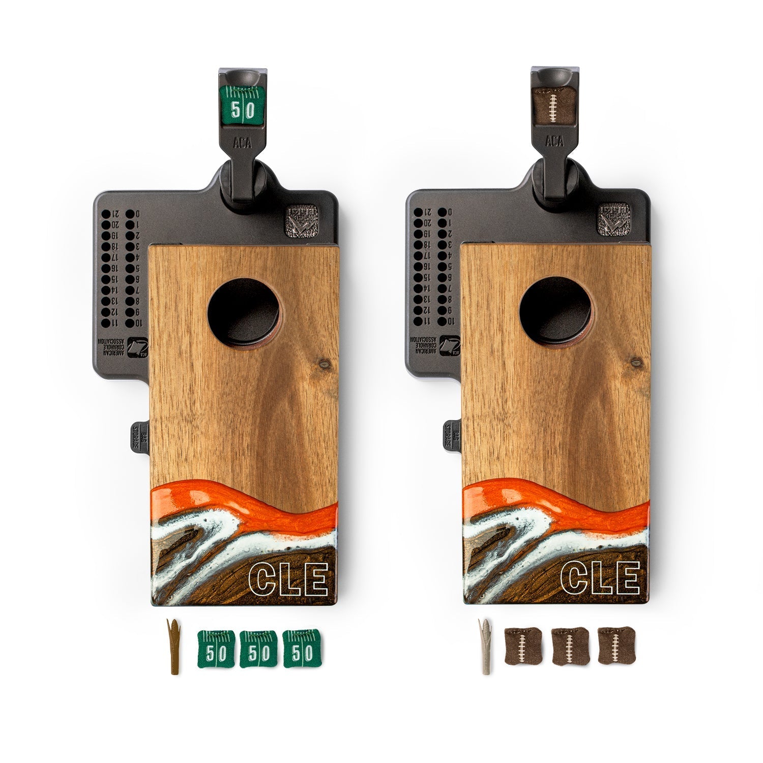 Mini Tabletop Resin &amp; Wood Cornhole Set | Gameday Collection