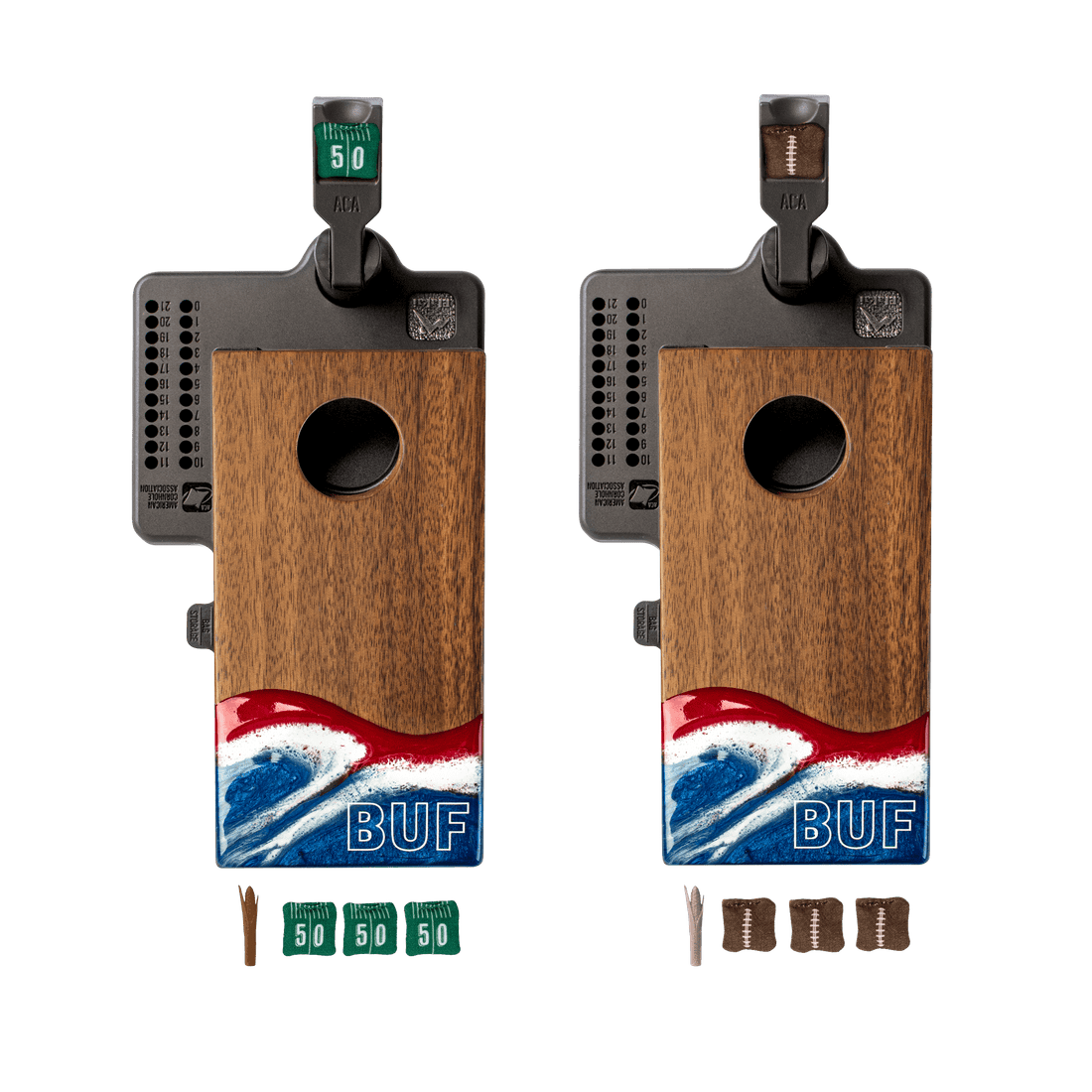 Mini Tabletop Resin &amp; Wood Cornhole Set | Gameday Collection